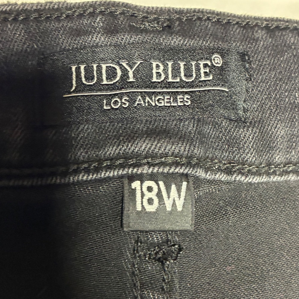 Judy Blue Womens 18W Black Jeans Distressed Plaid Patch Skinny‎ High Rise Denim - Picture 6 of 9
